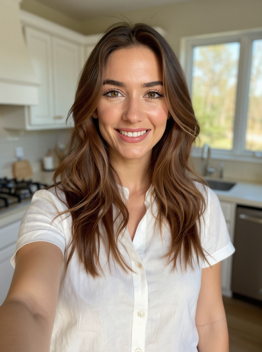 Sloane in kitchen scene